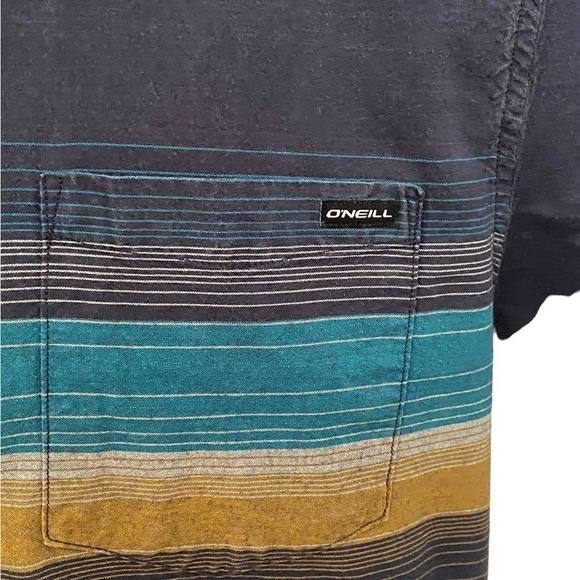 O'NEILL Blue & Gold Striped Collared Shirt Men S Small Tailored Fit - Picture 3 of 6